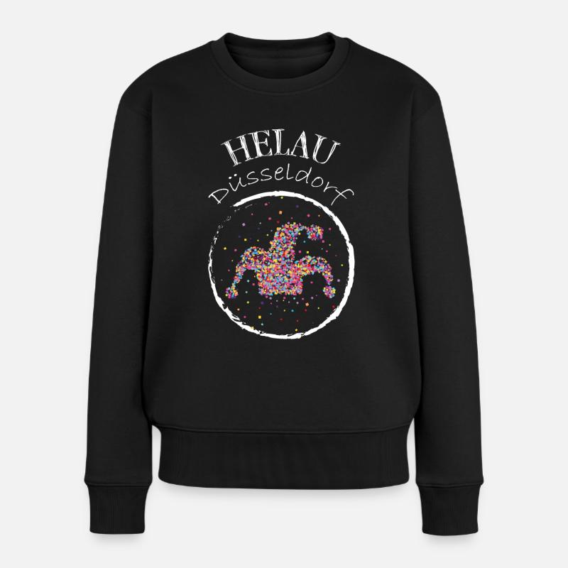 Helau Düsseldorf Düsseldorfer Karneval Narr - Frauen Premium Bio Pullover - Schwarz