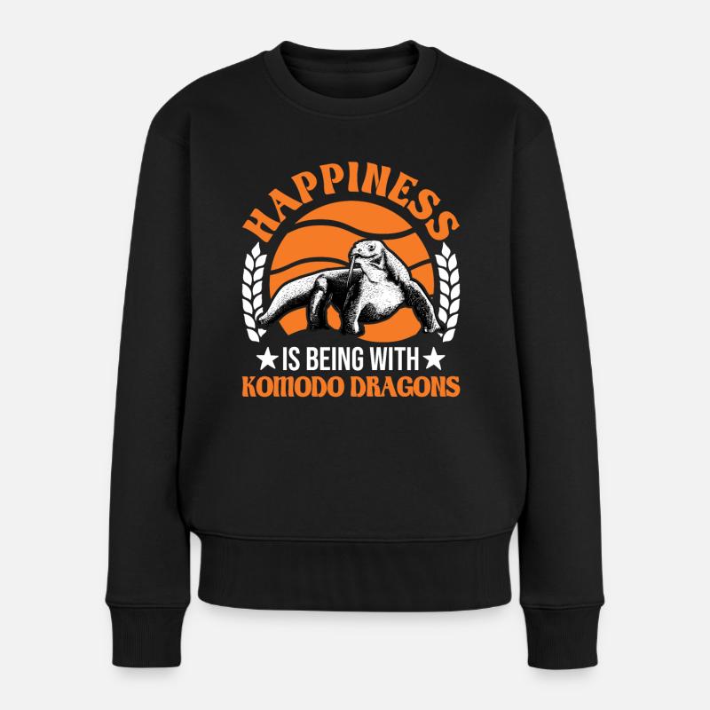 Komodowaran Glück Komododrache Waran - Frauen Premium Bio Pullover - Schwarz
