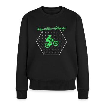 Mountainbike - Frauen Premium Bio Pullover - Schwarz - Vorne - Julia (174cm)