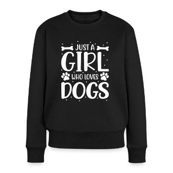 NUR EIN MÄDCHEN, DAS HUNDE LIEBT - Frauen Premium Bio Pullover - Schwarz - Vorne - Julia (174cm)