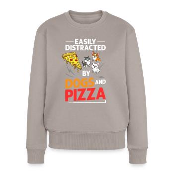 Pizza Hund Essen Pizzeria Italienisch Welpen - Frauen Premium Bio Pullover - Taupe - Vorne - Julia (174cm)