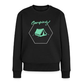Campen - Frauen Premium Bio Pullover - Schwarz - Vorne - Julia (174cm)