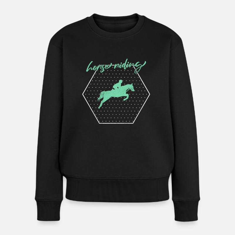 Pferde Reiten - Frauen Premium Bio Pullover - Schwarz