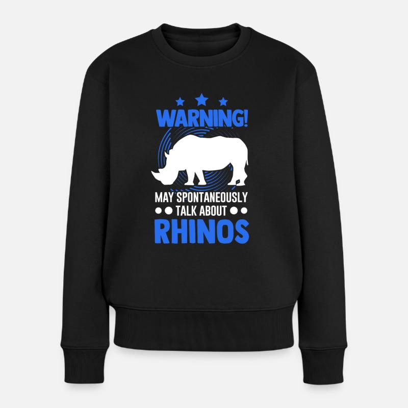 Warnung Nashorn Rhino Rhinozeros - Frauen Premium Bio Pullover - Schwarz