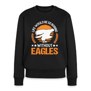 Steinadler Adlerzucht Falkner Adler - Frauen Premium Bio Pullover - Schwarz - Vorne - Julia (174cm)