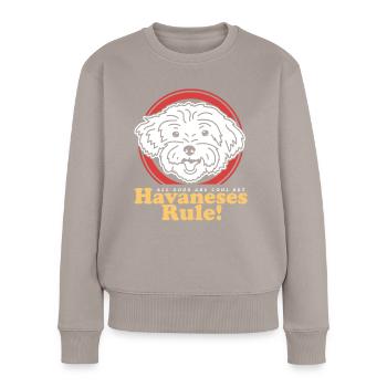 Chiens havanais | Cadeau de propriétaire de chien - Pull Premium bio Femme - taupe - Devant - Julia (174cm)
