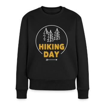 Wandern Hiking Day Outdoor Trekking Wanderer - Frauen Premium Bio Pullover - Schwarz - Vorne - Julia (174cm)