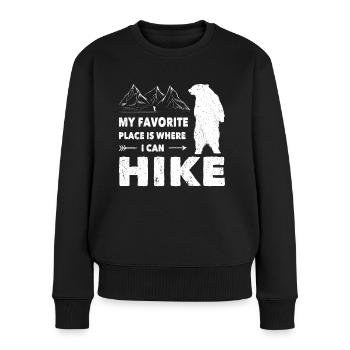 Wandern Favorite Place Where I Can Hike Trekking - Frauen Premium Bio Pullover - Schwarz - Vorne - Julia (174cm)