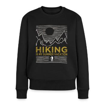 Wandern Hiking Summer Vacation Trekking Wanderer - Frauen Premium Bio Pullover - Schwarz - Vorne - Julia (174cm)