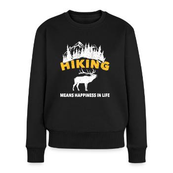 Wandern Hiking Means Happiness In Life Trekking - Frauen Premium Bio Pullover - Schwarz - Vorne - Julia (174cm)