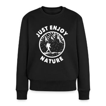 Wandern Enjoy Nature Outdoor Trekking Wanderer - Frauen Premium Bio Pullover - Schwarz - Vorne - Julia (174cm)