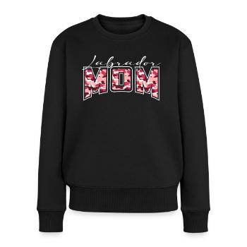 Labrador Mom Tarnmuster Schriftzug - Frauen Premium Bio Pullover - Schwarz - Vorne - Julia (174cm)