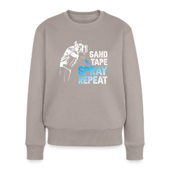 Lackierer Spray Repeat - Frauen Premium Bio Pullover - Taupe - Vorne - Julia (174cm)