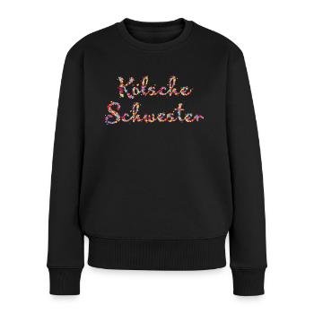 Kölsche Schwester Konfetti Kölsch Karneval - Frauen Premium Bio Pullover - Schwarz - Vorne - Julia (174cm)