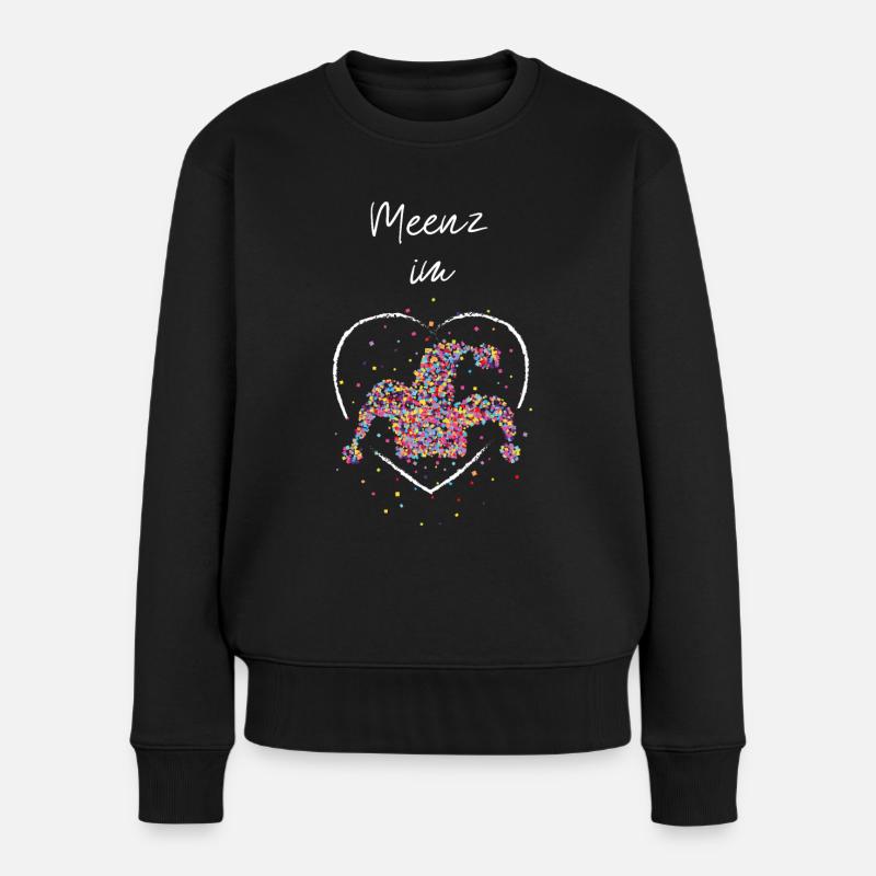 Meenz im Herz Karneval Fasching Konfetti Fasnacht - Frauen Premium Bio Pullover - Schwarz