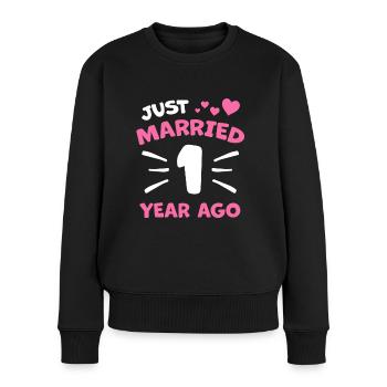 1. Hochzeitstag Ehepaar Geschenk - Frauen Premium Bio Pullover - Schwarz - Vorne - Julia (174cm)