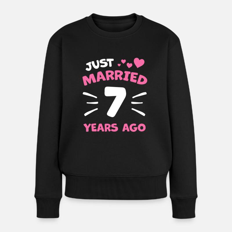 7. Hochzeitstag Ehepaar Geschenk - Frauen Premium Bio Pullover - Schwarz