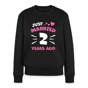 Cadeau de couple 2ème anniversaire de mariage - Pull Premium bio Femme - noir - Devant - Julia (174cm)