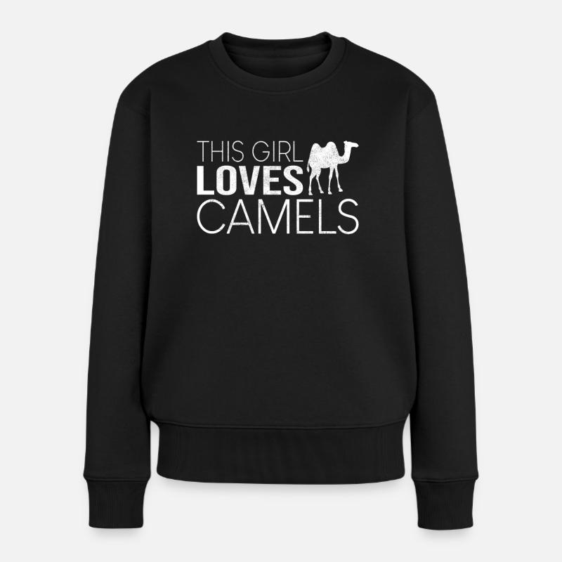Mädchen Kamel Spruch - Frauen Premium Bio Pullover - Schwarz