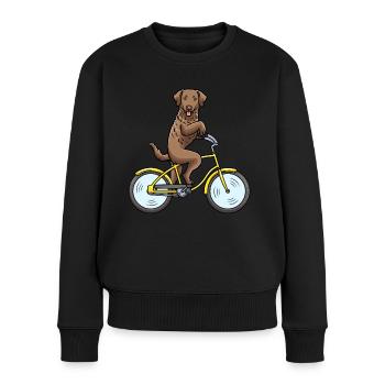 Chesapeake Bay Retriever Hund Auf Fahrrad - Frauen Premium Bio Pullover - Schwarz - Vorne - Julia (174cm)