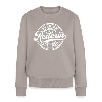 Reiterin Original Pferde Mädchen Lustiges Pferd - Frauen Premium Bio Pullover - Taupe - Vorne - Julia (174cm)