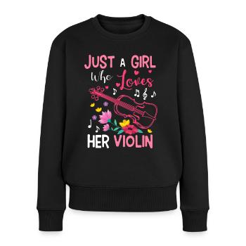 Fille Son violon aime les musiciens violonistes - Pull Premium bio Femme - noir - Devant - Julia (174cm)