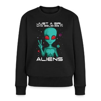 Girl Who Believes in Aliens Planet Space - Women's Premium Organic Jumper - black - Front - Julia (174cm)