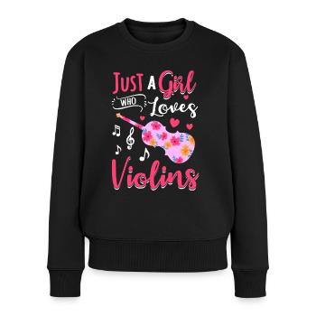 Fille Son violon aime les musiciens violonistes - Pull Premium bio Femme - noir - Devant - Julia (174cm)