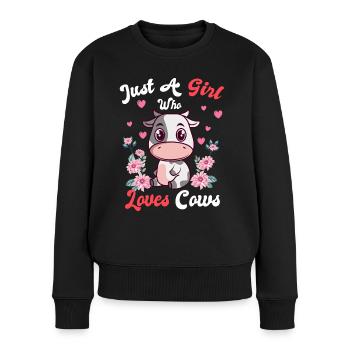 Fille La vache aime Sweet Cow Farmer Farm Farmer - Pull Premium bio Femme - noir - Devant - Julia (174cm)