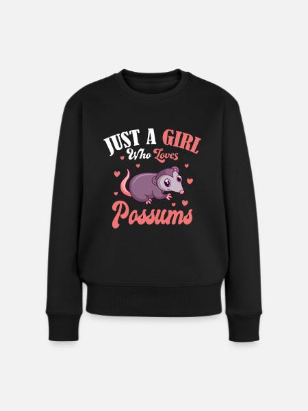 Mädchen Das Opossums Liebt Possum Zoo Beuteltiere - Frauen Premium Bio Pullover - Schwarz