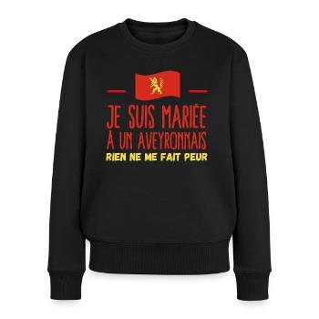 Femme aveyronnaise mariage humour - Pull Premium bio Femme - noir - Devant - Julia (174cm)