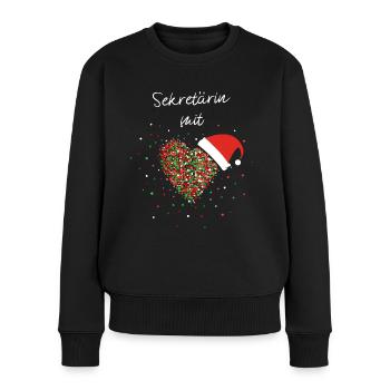 Sekretärin Mit Herz Büro Weihnachtsoutfit Wichteln - Frauen Premium Bio Pullover - Schwarz - Vorne - Julia (174cm)