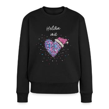 Heldin mit Herz Weihnachtsoutfit Nikolausmütze - Frauen Premium Bio Pullover - Schwarz - Vorne - Julia (174cm)