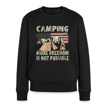 Camping More Freedom Not Possible Outdoor Camper - Frauen Premium Bio Pullover - Schwarz - Vorne - Julia (174cm)