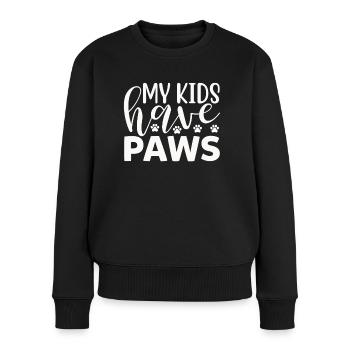 Meine Kinder haben Pfoten - Frauen Premium Bio Pullover - Schwarz - Vorne - Julia (174cm)
