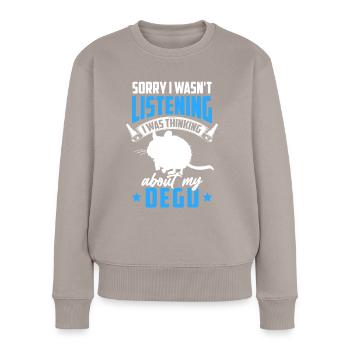 War abgelenkt durch Degu chilenisches Nagetier - Frauen Premium Bio Pullover - Taupe - Vorne - Julia (174cm)