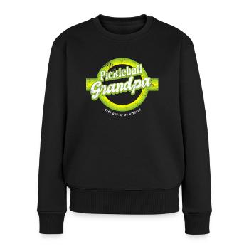 Rétro Pickleball grand-père reste hors de ma chemise de cuisine - Pull Premium bio Femme - noir - Devant - Julia (174cm)