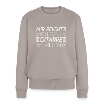 Gitarre Spruch - Frauen Premium Bio Pullover - Taupe - Vorne - Julia (174cm)