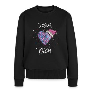 Jesus liebt Dich Weihnachtsgeschenk Gottesdienst - Frauen Premium Bio Pullover - Schwarz - Vorne - Julia (174cm)