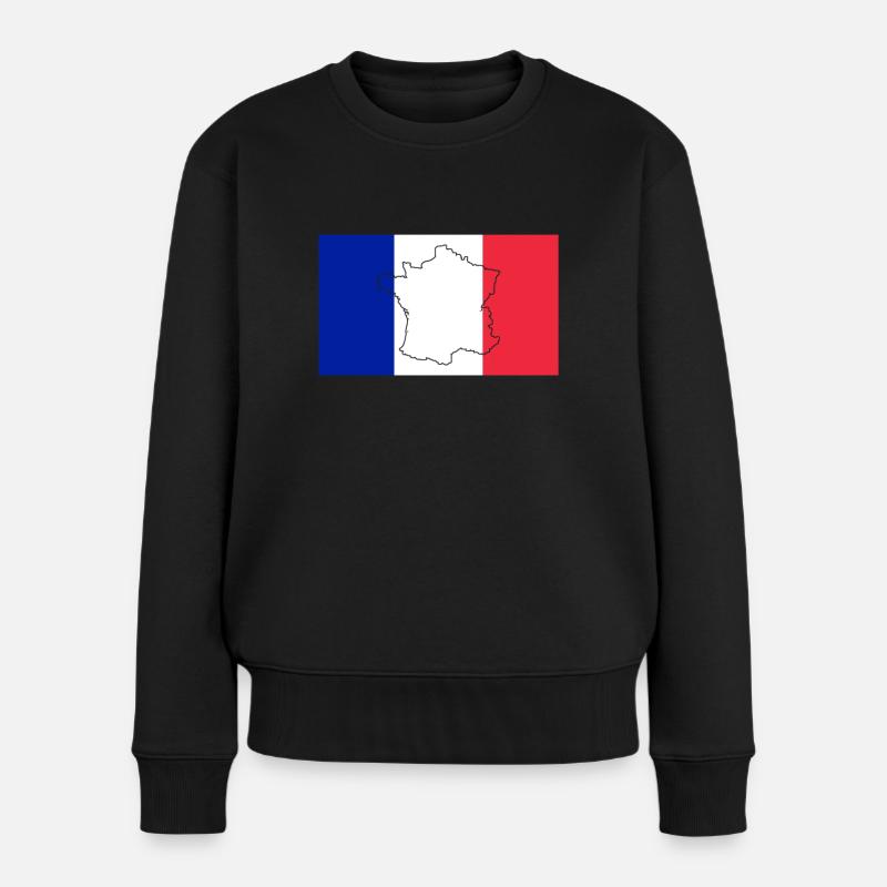 Frankreich Flagge - Frauen Premium Bio Pullover - Schwarz