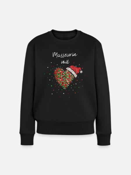 Masseurin mit Herz Weihnachtszeit Weihnachtsfeier - Frauen Premium Bio Pullover - Schwarz