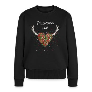 Masseurin mit Herz Physiotheraphie Wichtelgeschenk - Frauen Premium Bio Pullover - Schwarz - Vorne - Julia (174cm)