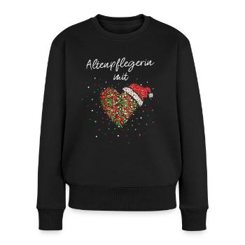 Altenpflegerin mit Herz Wichteln Weihnachtsfeier - Frauen Premium Bio Pullover - Schwarz - Vorne - Julia (174cm)