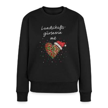Landschaftsgärtnerin Mit Herz Nikolausmütze X-Mas - Frauen Premium Bio Pullover - Schwarz - Vorne - Julia (174cm)