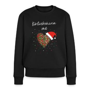 Bibliothekarin mit Herz Bibliothek Weihnachtsfeier - Frauen Premium Bio Pullover - Schwarz - Vorne - Julia (174cm)