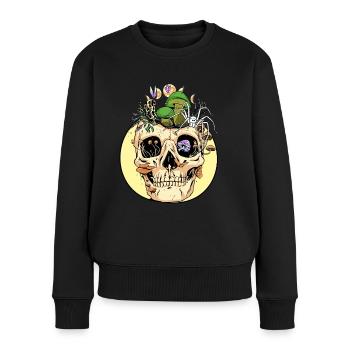 Horror Halloween Spider Skull Autumn Mushrooms - Women's Premium Organic Jumper - black - Front - Julia (174cm)