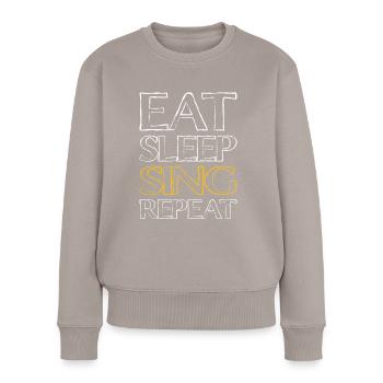 Manger du sommeil Chanter - Pull Premium bio Femme - taupe - Devant - Julia (174cm)