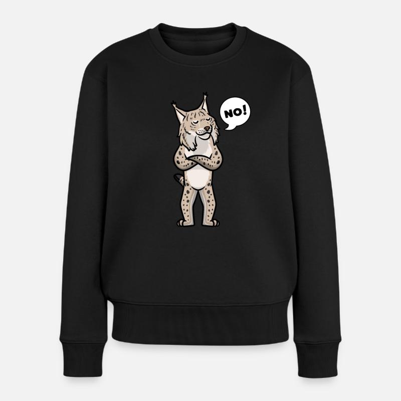 Luchs Katze - Frauen Premium Bio Pullover - Schwarz
