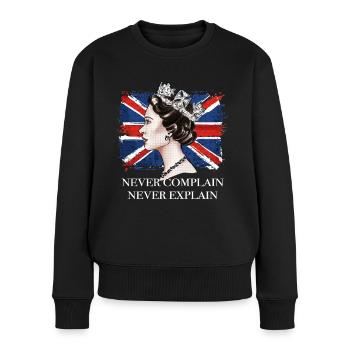 ne jamais se plaindre ne jamais expliquer la reine d’Angleterre - Pull Premium bio Femme - noir - Devant - Julia (174cm)