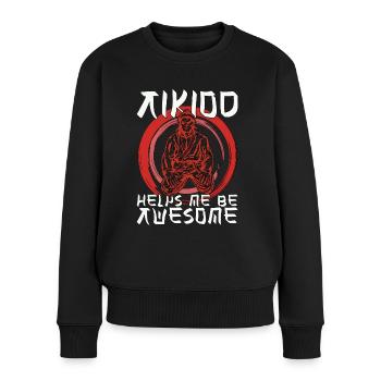 Aikido Helps Me Be Awesome Fighter Samurai - Frauen Premium Bio Pullover - Schwarz - Vorne - Julia (174cm)